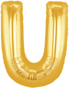 ลูกโป่งฟอยล์รูปตัวอักษร U สีทอง ไซส์จัมโบ้ 40 นิ้ว - U Letter Shape Foil Balloon Size 40" Gold Color
