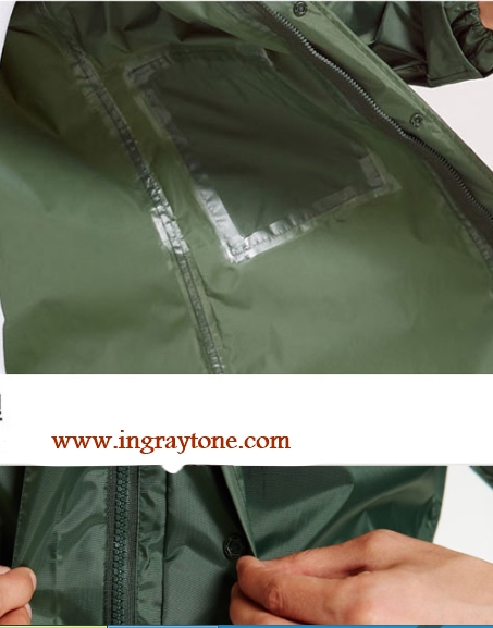 ชุดเสื้อคลุมกันฝน พร้อมหมวกใส มีฮู้ด hood ผ้าร่ม กันลม กันน้ำ Nylon แถบสีสะท้อน No.43 45 47 49 51เขียว เขียวสะท้อน แดง ฟ้า กรม