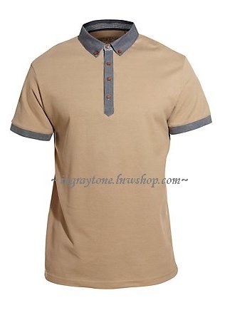 เสื้อโปโล ปีเก้ แขนคอเดนิม แต่งลายสก็อต แบรนด์อังกฤษ NL No.39กากี+น้ำเงิน