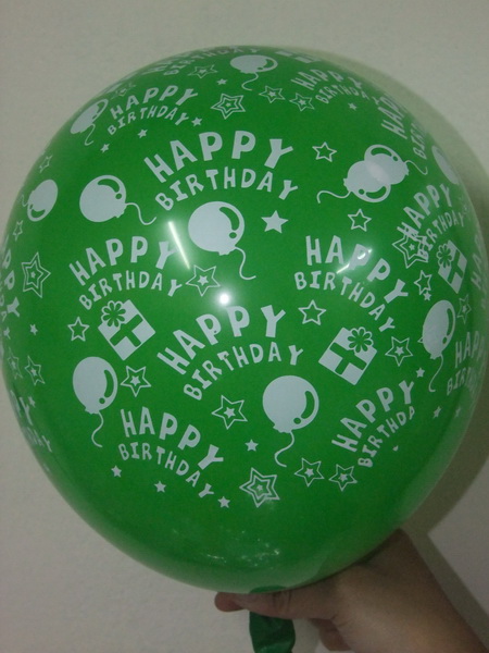 ลูกโป่งกลมพิมพ์ลาย Happy Birth Day คละสี แบบที่ 3 ไซส์ 12 นิ้ว จำนวน 10 ใบ (Round Balloons 12" - Happy Birth Day Design no. 3 latex balloons)