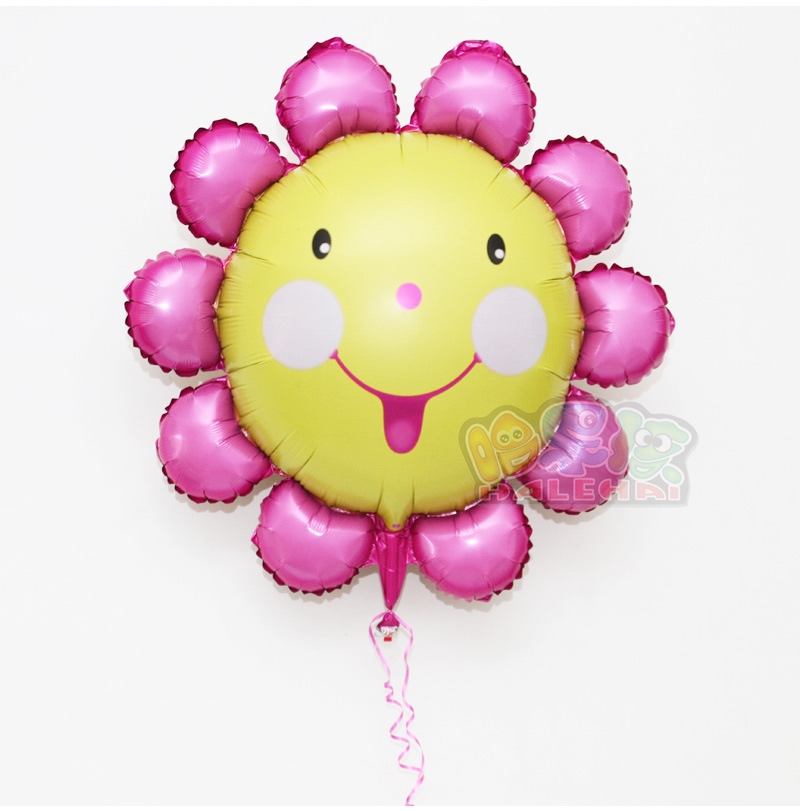 ลูกโป่งฟลอย์ Pink Flower หน้ายิ้ม ไซส์เล็ก - Pink Flower Small size Foil Balloon / Item No. TL-A074