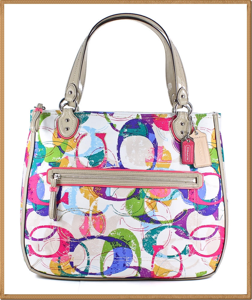 Coach Poppy Stamped C Hallie East West Tote 23377