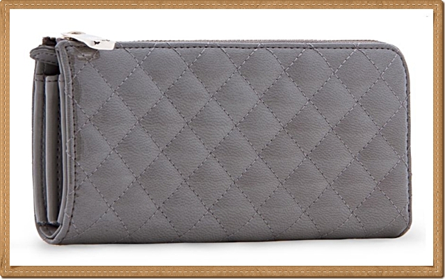 Mango - กระเป๋าใส่เงินใบยาว หนังแก้ว สีเทา