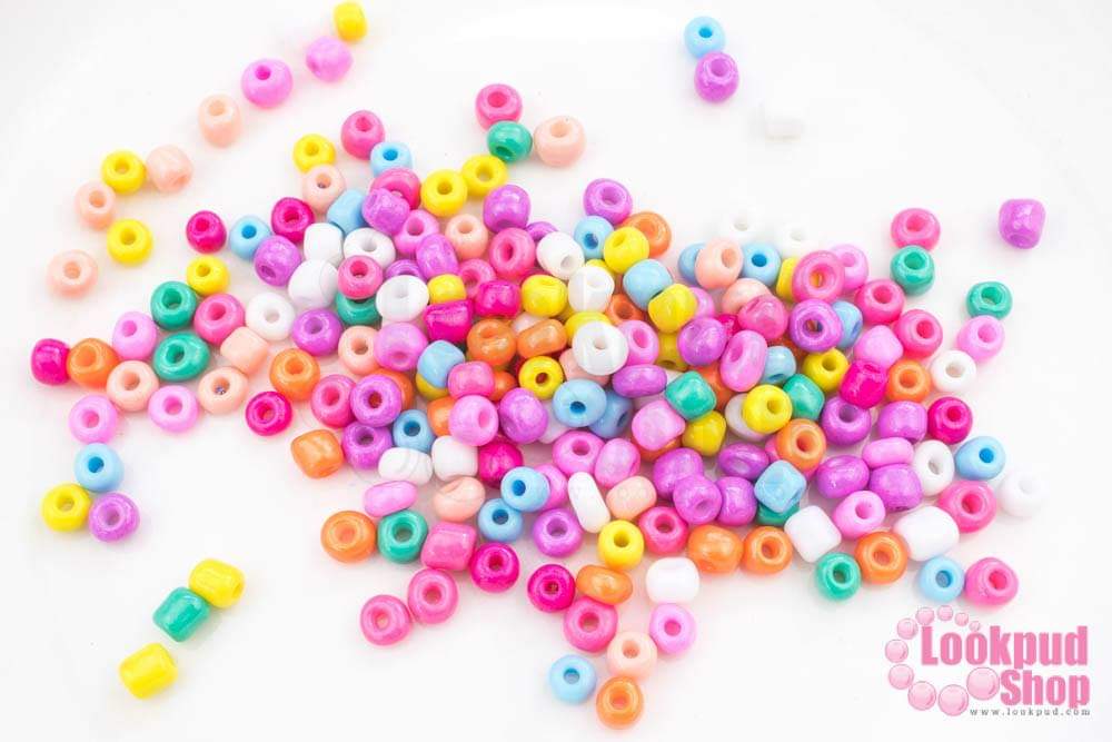 ลูกปัดจีน กลม คละสีหวาน 4มิล #L (1ถุง/440กรัม)