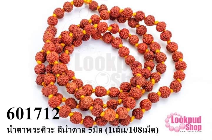 น้ำตาพระศิวะ สีน้ำตาล 5มิล (1เส้น/108เม็ด)