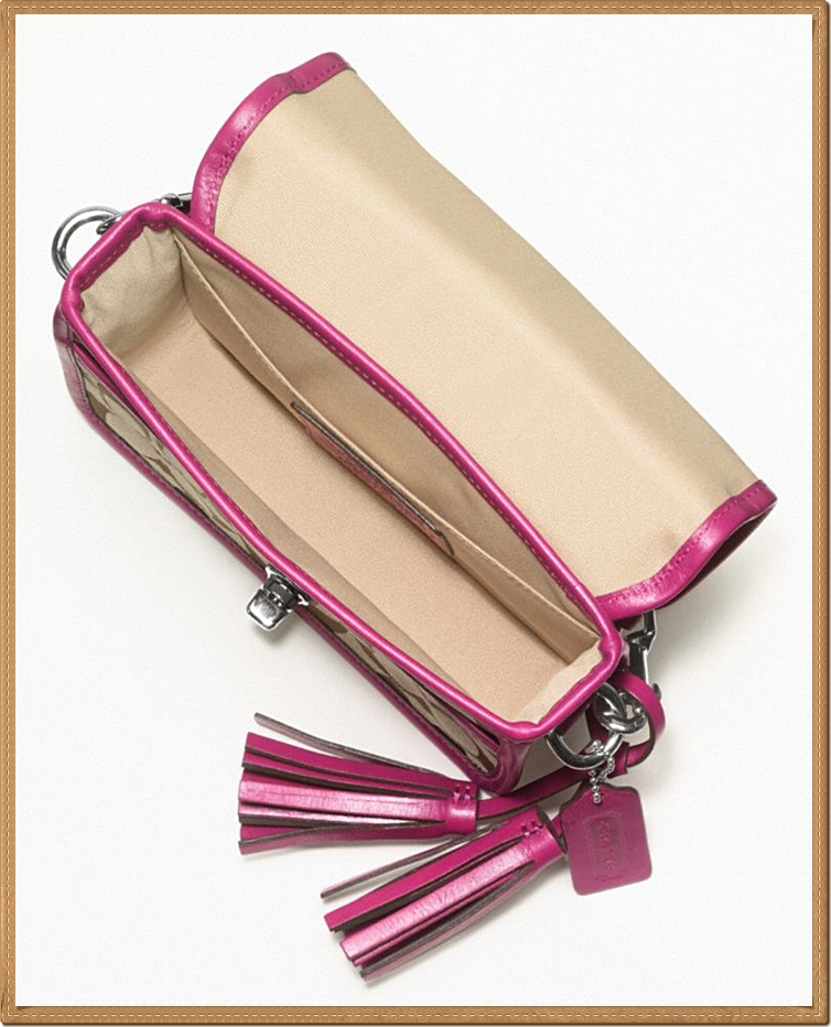 Coach Legacy Signature Penny Shoulder Purse 21153 - Khaki/Pink