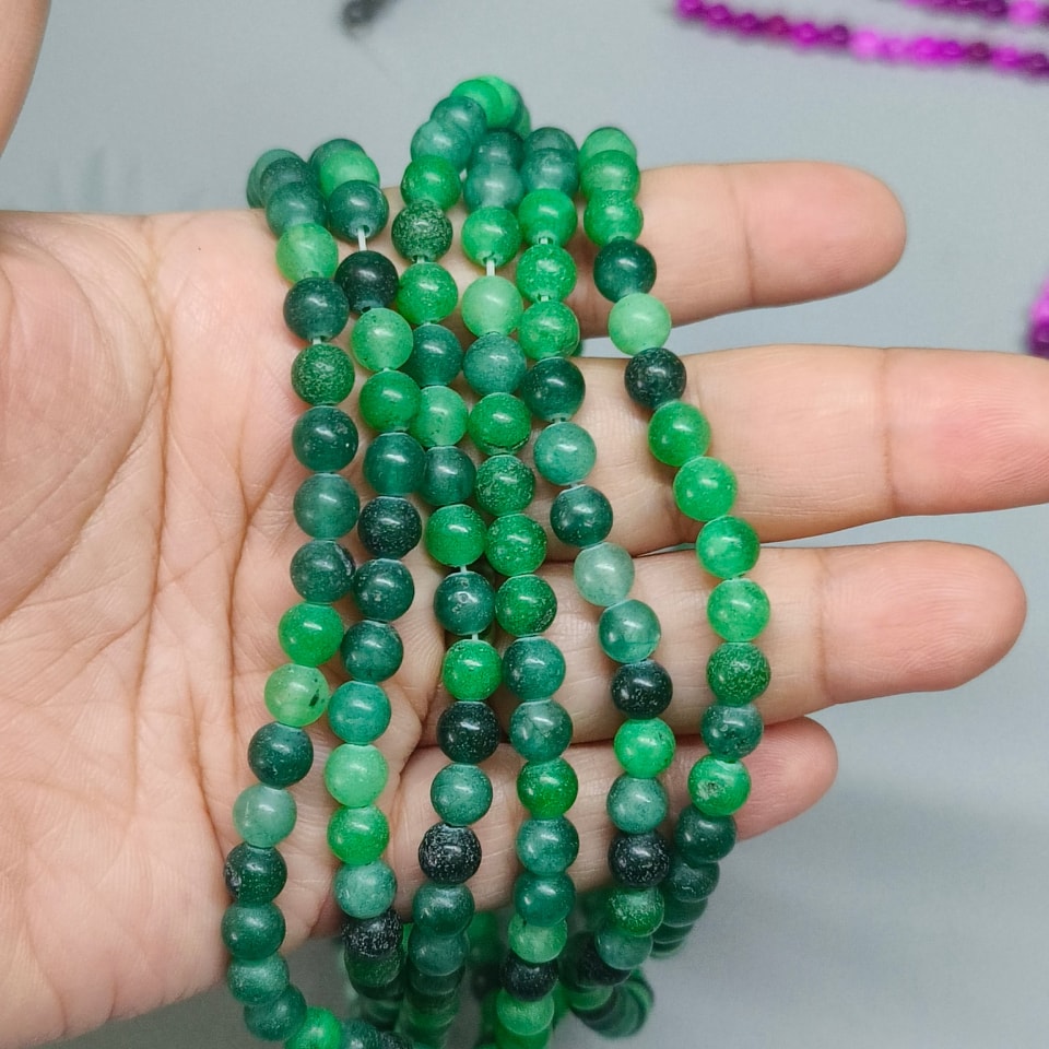 หินกรีนอเวนเจอรีน (Aventurine) เสี่ยงดวง โชคลาภ โอกาส 6 มิล (63เม็ด/เส้น) 180฿