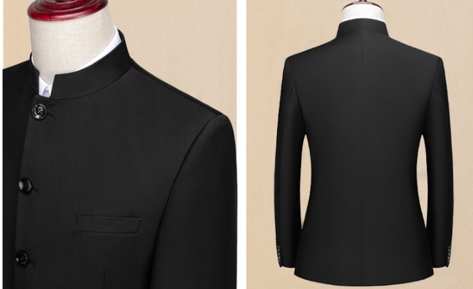 สีพิเศษ ชุดสูท คอจีนกระดุมดำ เสื้อ+กางเกง สลิม Size No.36 38 40 42 44 46 ดำ ม่วง แดง แดงไวน์ เขียว ฟ้า เทาอ่อน เทาเข้ม น้ำเงิน น้ำเงินกรม