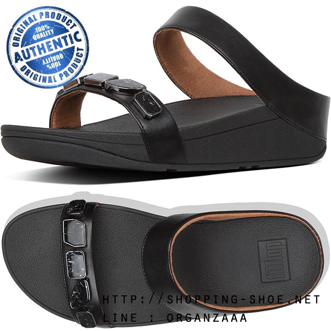Fitflop Fino Shellstone Slide Black ของแท้ นำเข้าจาก USA และ UK