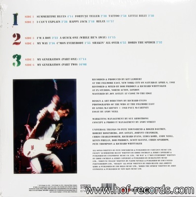 The Who - Live At The Fillmore East 1968 3Lp N.