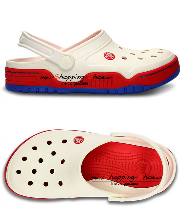 Crocs Front Court Clog - White / Red ของแท้ Outlet ไทยและอเมริกา