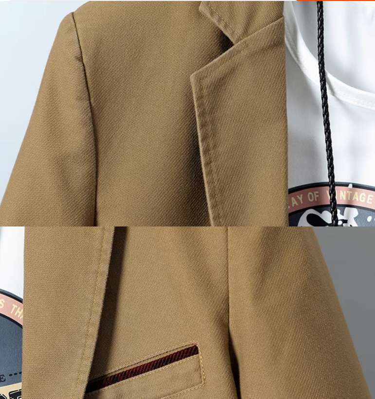 เสื้อสูทลำลองแฟชั่นผู้ชายแต่งอก กระเป๋าซ้ายขวา กากี เขียว Size No.37 39 41 43