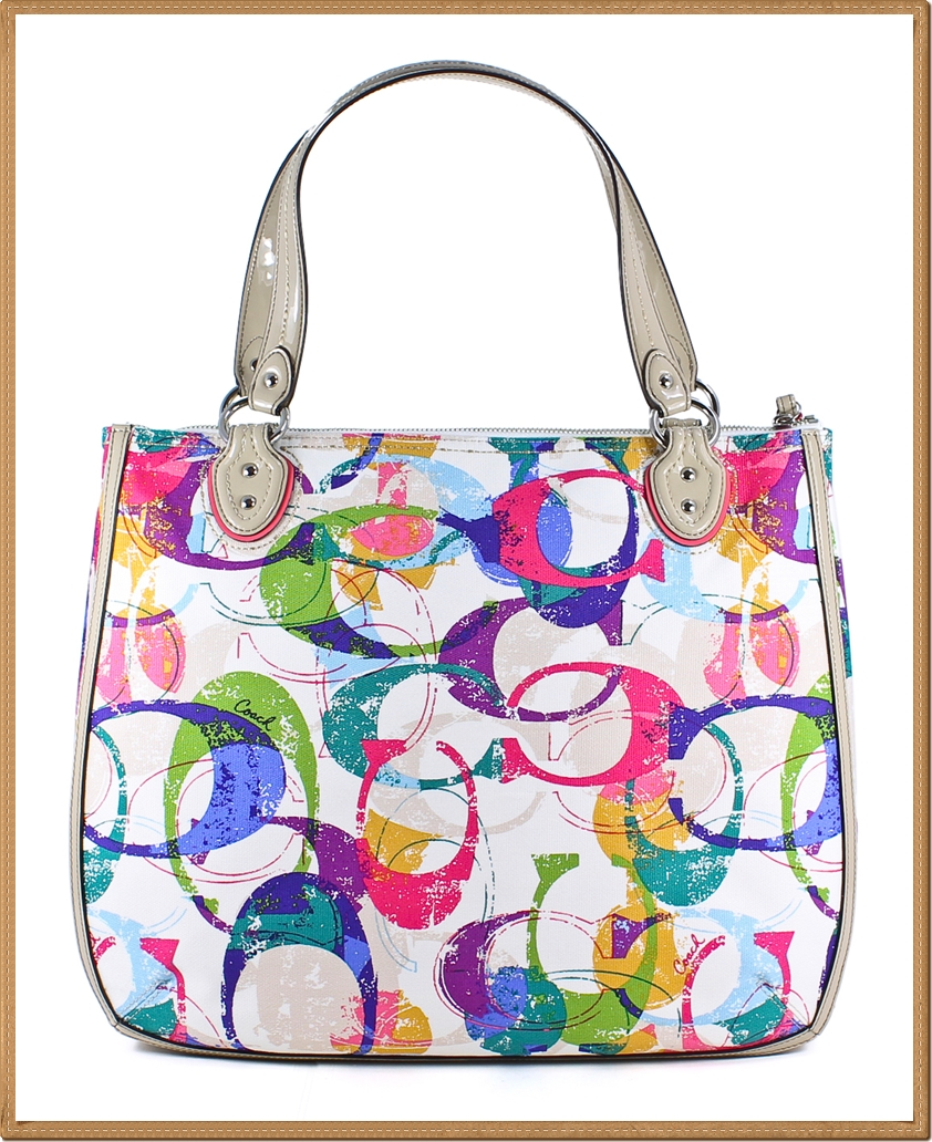 Coach Poppy Stamped C Hallie East West Tote 23377