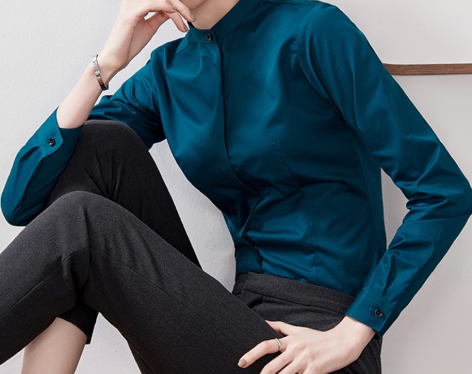 เล็กใหญ่พิเศษ!!เสื้อเชิ้ตแขนยาวผู้หญิง คอจีน เข้ารูป ซ่อนกระดุม size No.XS-4XL สีขาว ฟ้า ดำ น้ำเงิน เขียว กากี ชมพู เขียวอ่อน เทา