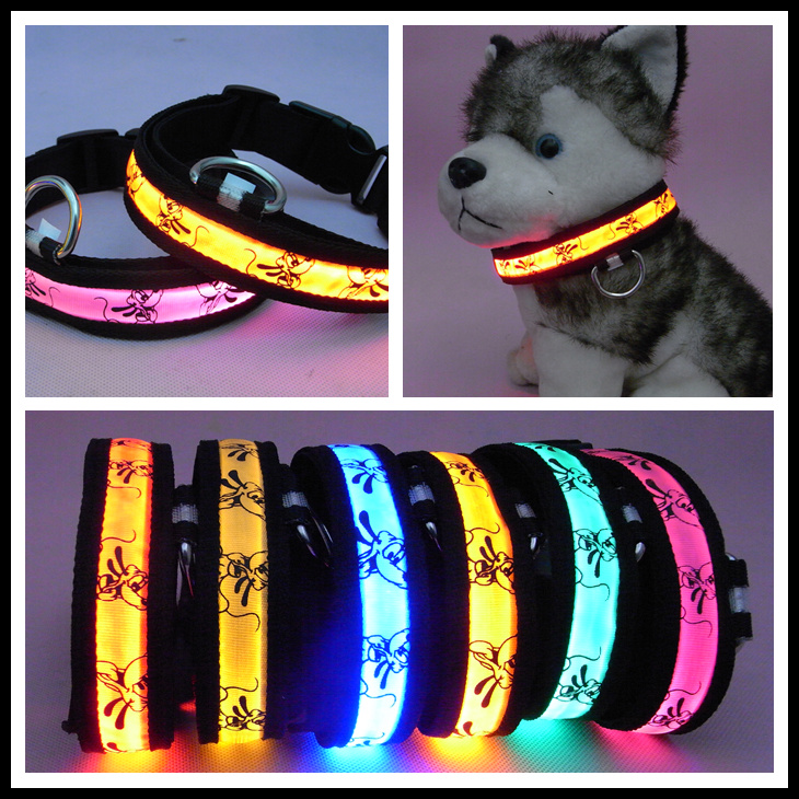 ปลอกคอ LED ลาย Pluto Collar สีเหลือง ไซส์ M สำหรับสุนัข
