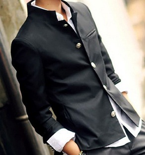 เสื้อสูทตัวเล็ก คอจีน กระดุมปั๊มลาย สไตล์ น.ร.ญี่ปุ่น ชายผ่าข้าง Size No.35 37-39-41 น้ำเงิน ดำ