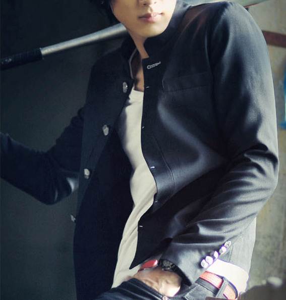 เสื้อสูทเข้ารูป คอจีน แฟชั่น กระดุมเงิน สไตล์ น.ร. ญี่ปุ่น Size No.34 36 38 40 42 44 ดำ