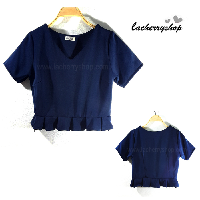 เสื้อแฟชั่น ผ้าฮานาโกะ สีแดง แต่งระบายเอวน่ารักๆ สินค้าคุณภาพ ราคาไม่แพง