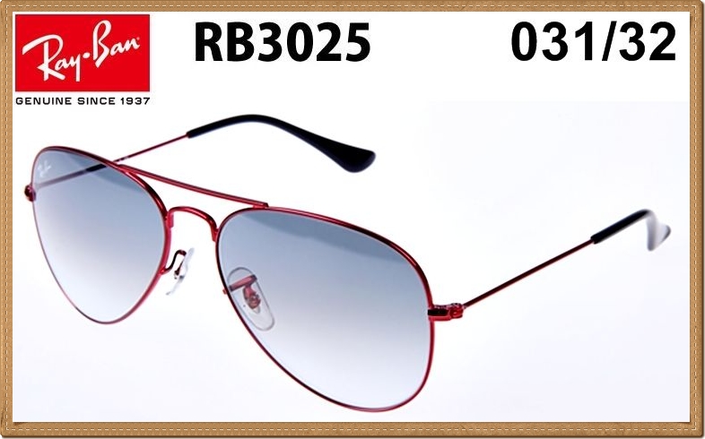 RB3025 (031/32) กรอบสีแดง เลนส์ไล่สีเทาดำ