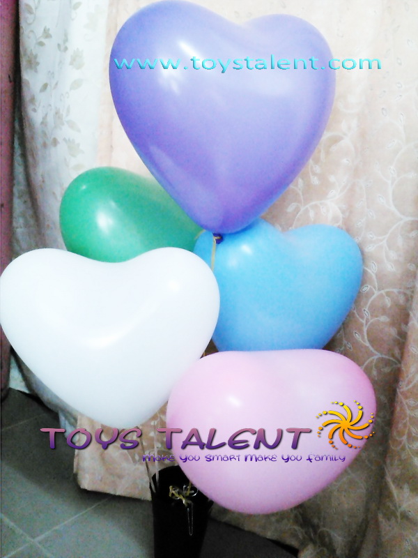 ลูกโป่งหัวใจ เนื้อสแตนดาร์ทสีมาตรฐาน คละสี ไซส์ 12 นิ้ว แพ็คละ 10 ใบ (Heart Latex Balloon - Mixed Standard Color 12")