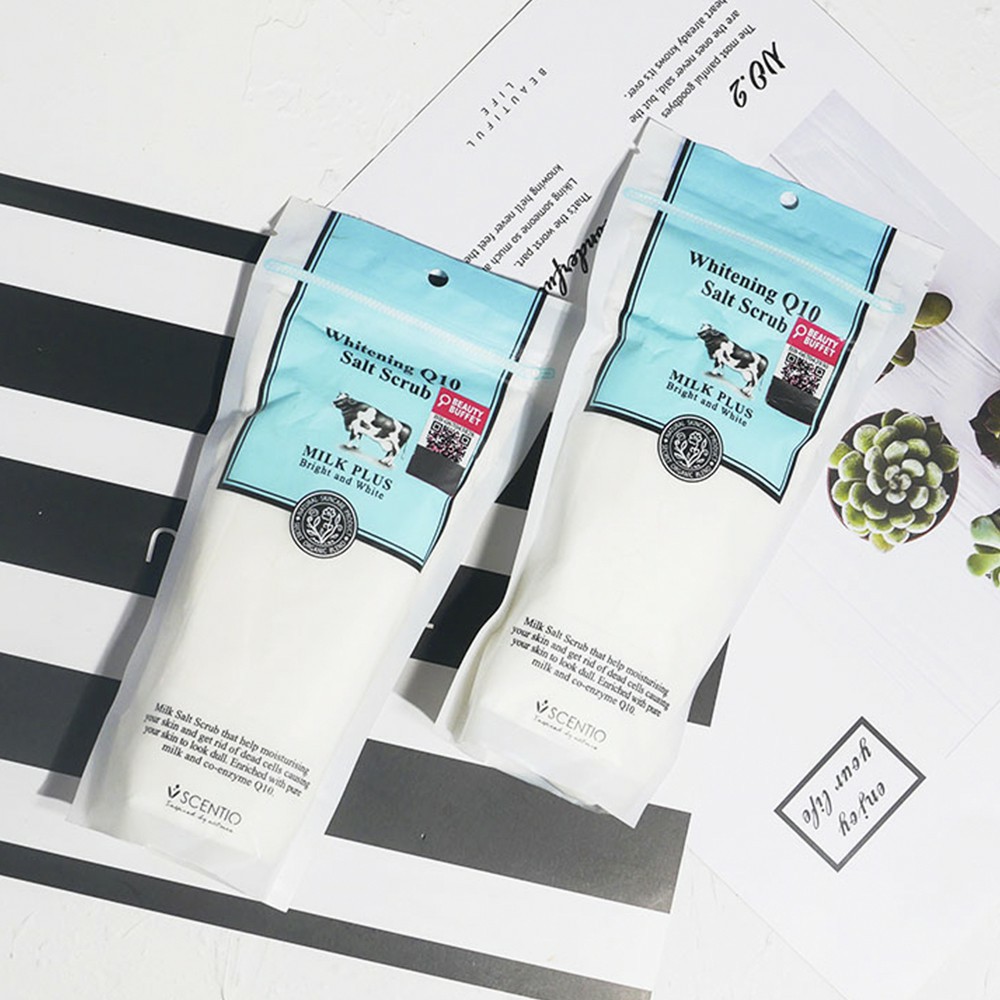 เซนทิโอ มิลค์ พลัส ไวท์เทนนิ่ง คิวเทน ซอลท์ สครับ 300ml. BEAUTY BUFFET SCENTIO Milk Plus Whitening