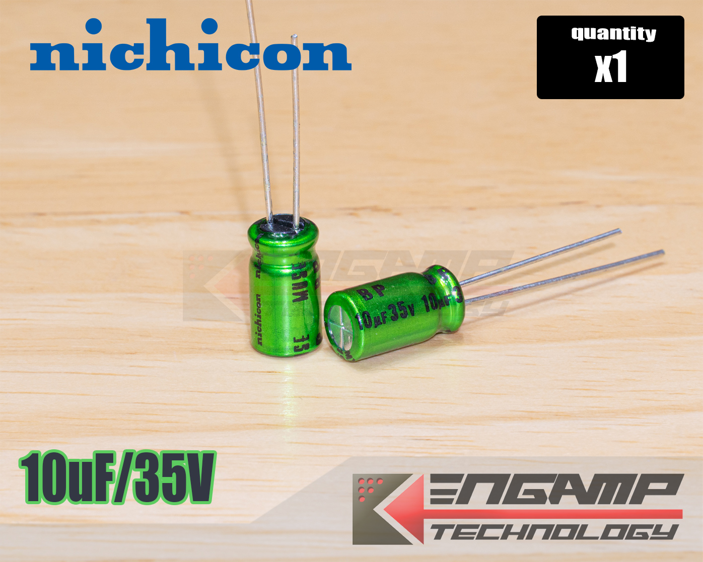 (ราคาต่อ1ตัว) [E-CAP] 10uF/35V B.P 85 C Nichicon MUSE 6.3x11mm P=2.5mm
