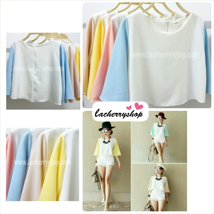 เสื้อแฟชั่นผ้าฮานาโกะ เนื้อผ้าคุณภาพดี สีโอรสแขนยาว Colourful สีสันสดใส เนื้อผ้าอยู่ทรง ไม่ยับง่าย ใส่สบาย สินค้าคุณภาพ ราคาไม่แพง