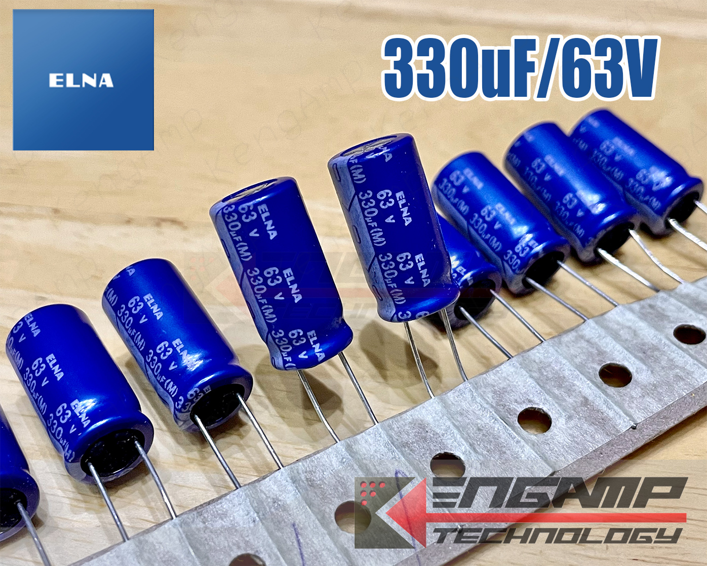 (10ตัว) [E-CAP] 330uF/63V 85C ELNA RE3 ขนาด 10x20mm P=5mm