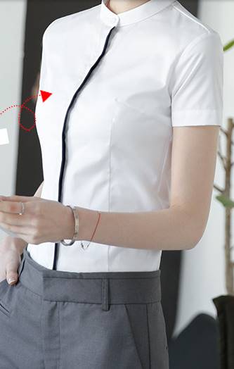 เล็กใหญ่พิเศษ!!เสื้อเชิ้ตแขนสั้นผู้หญิง คอจีน เรียบ เข้ารูป สาบขอบ size No.32-46 สีขาว น้ำเงิน