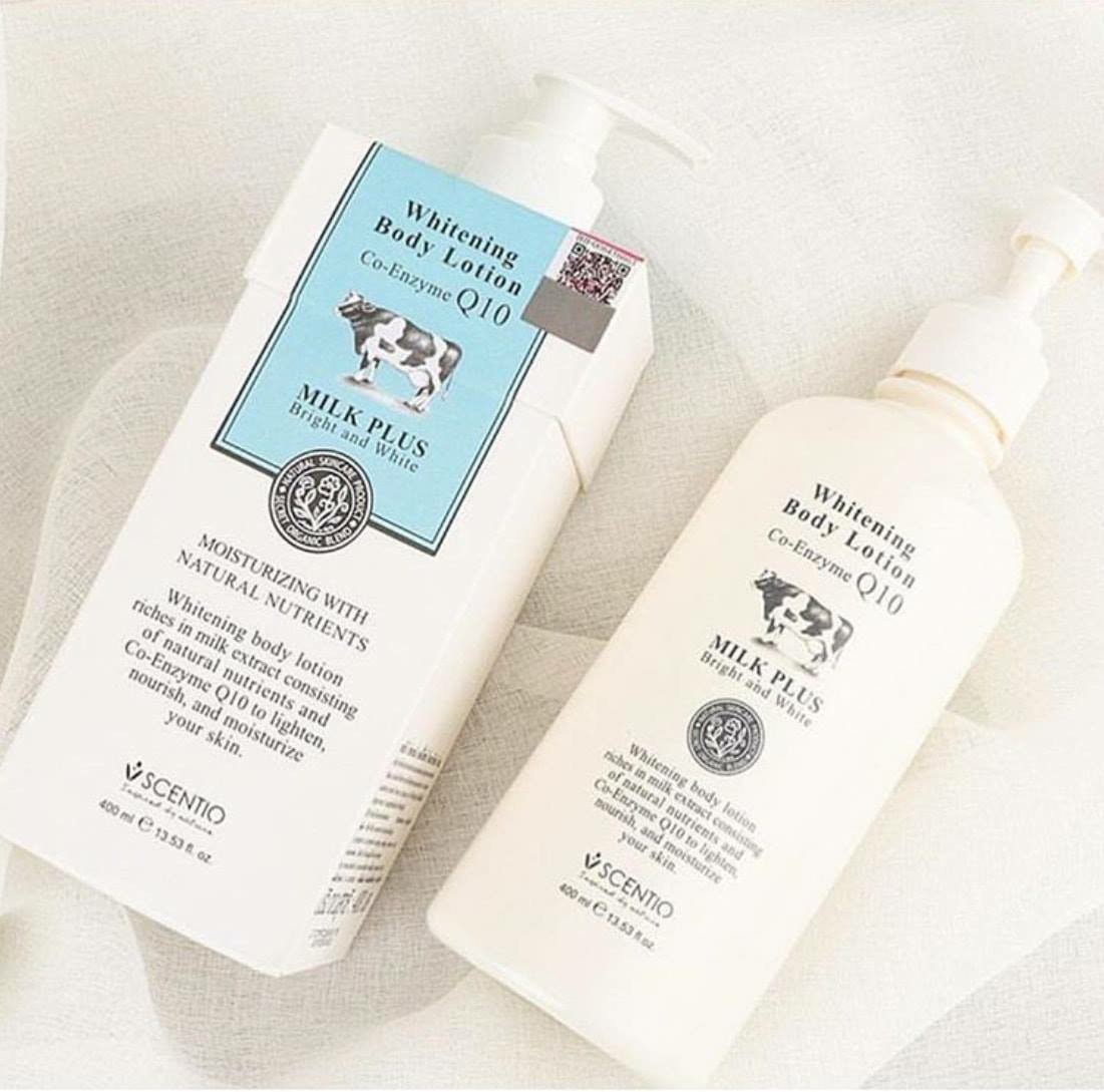 โลชั่นน้ำนมคิวเทน เซนทิโอ มิลค์พลัส ไวท์เทนนิ่ง คิวเทน บอดี้ โลชั่น 400 มล. SCENTIO MILK PLUS WHITENING Q10 BODY LOTION