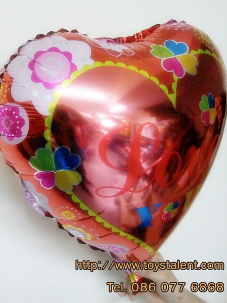 ลูกโป่งฟลอย์รูปหัวใจพิมพ์ลาย LOVE U สีแดงไซส์ 18 นิ้ว - Love Series Heart Shape Foil Balloon / Item No. TL-E024
