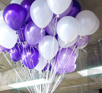 ลูกโป่งกลมเนื้อเมททัลลิก สีม่วงเข้ม ไซส์ 10 นิ้ว แพ็คละ 10 ใบ (Round Balloons Size 10" - Metallic Deep Purple Color)