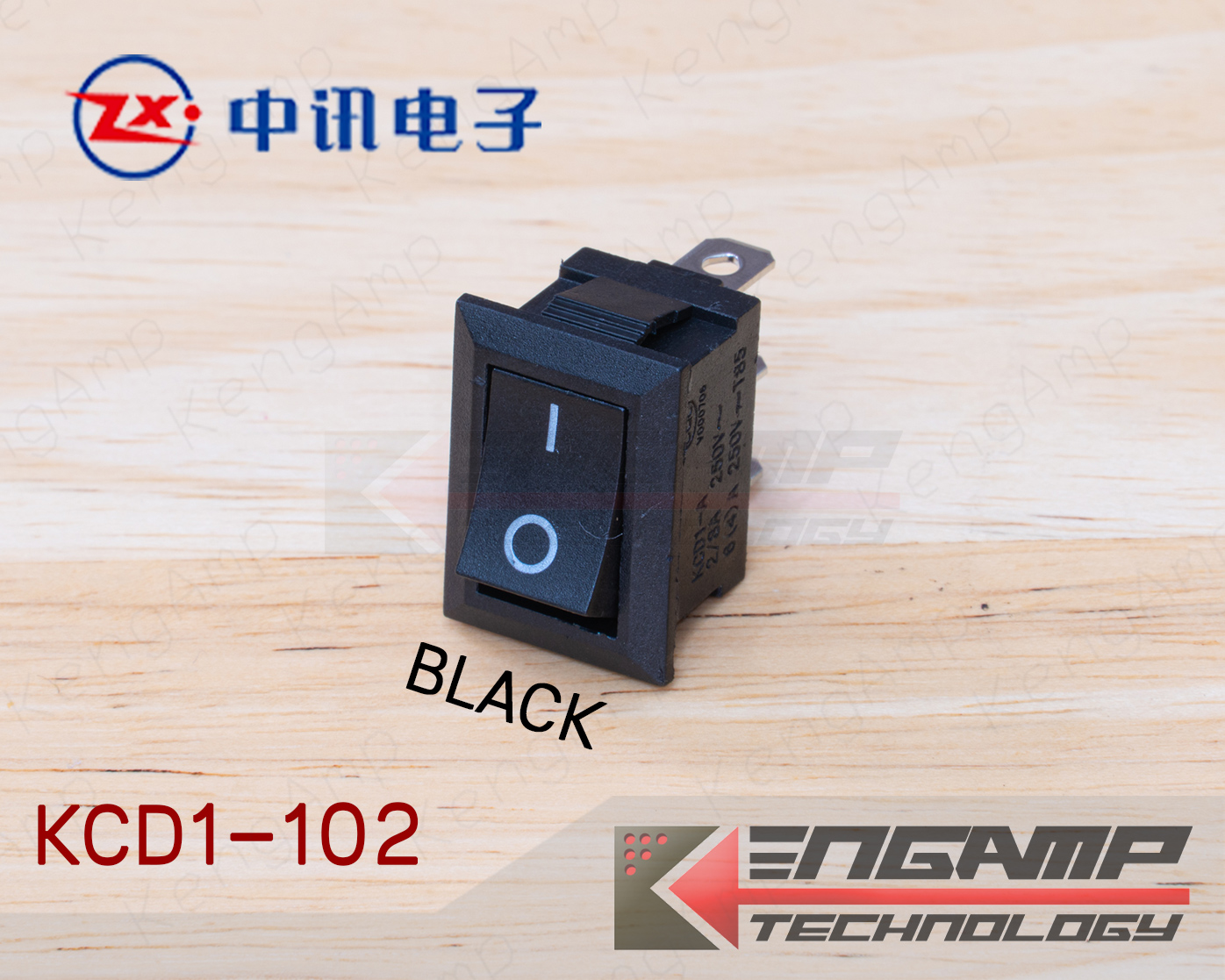 (1ตัว) KCD1-102 ON-ON Zhongxun ขนาด 15x21mm 6A/250Vac