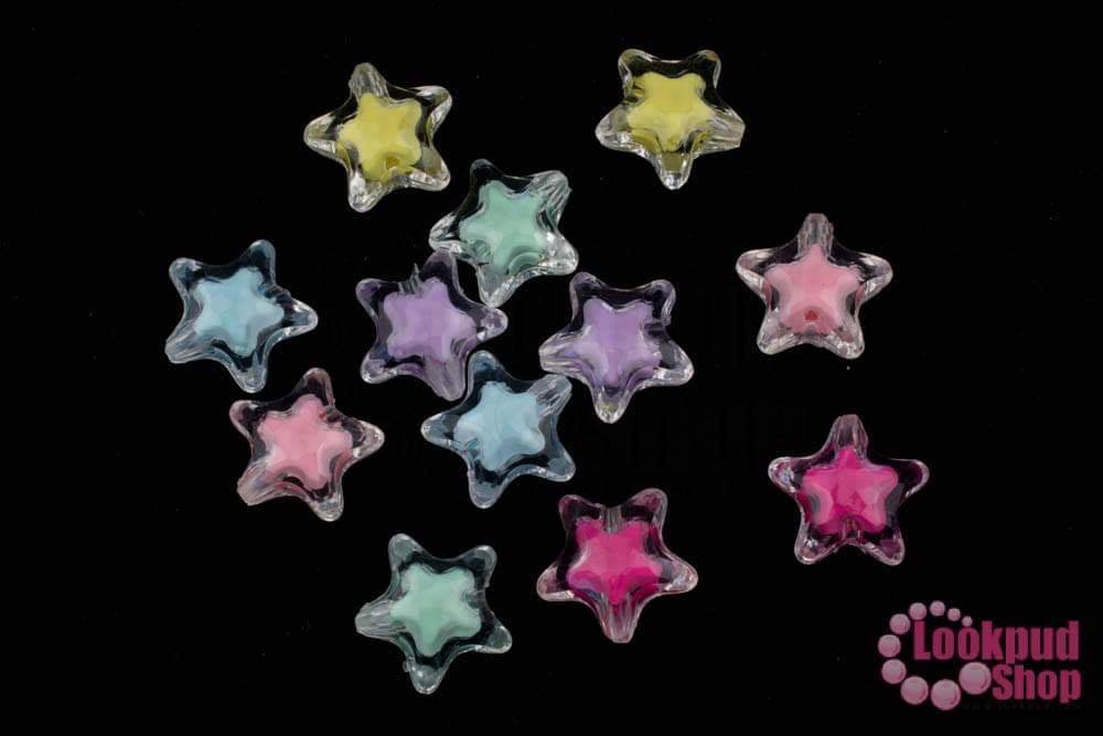 ลูกปัดพลาสติก คละสีสอดไส้ ดาว 20มิล (1ถุง/500กรัม)