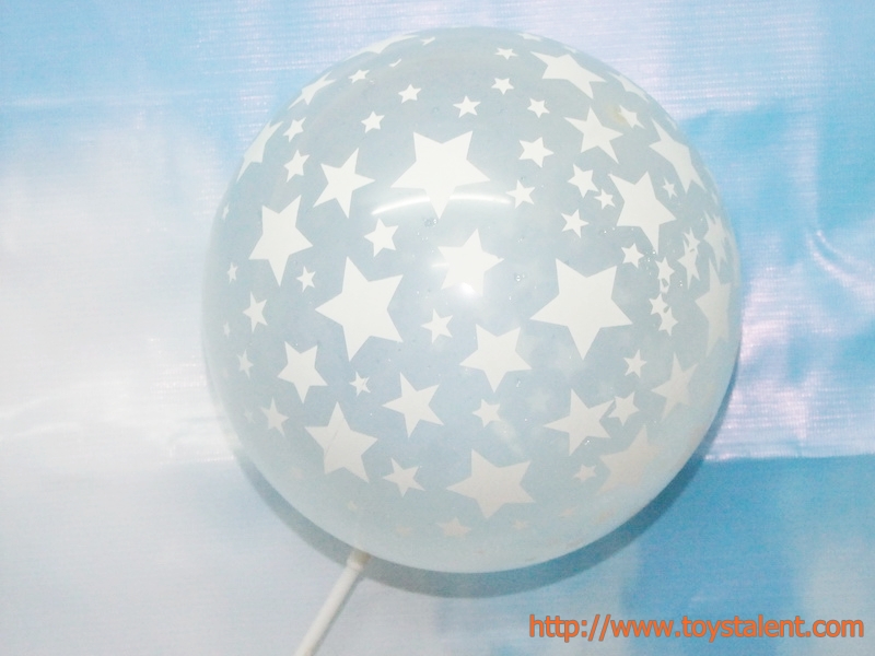 ลูกโป่งกลมสีใส พิมพ์ลายดาว ไซส์ 12 นิ้ว แพ็คละ 10 ใบ (Round Balloons 12" - Printing Star Clear latex balloons)