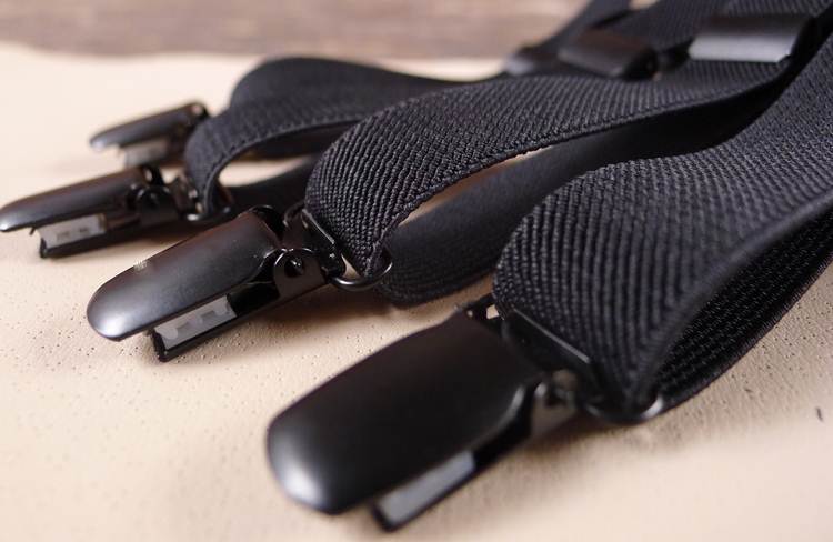 สายรัดกางเกงเอี๊ยมดำล้วน กว้าง 2cm แบบ Y ดำ