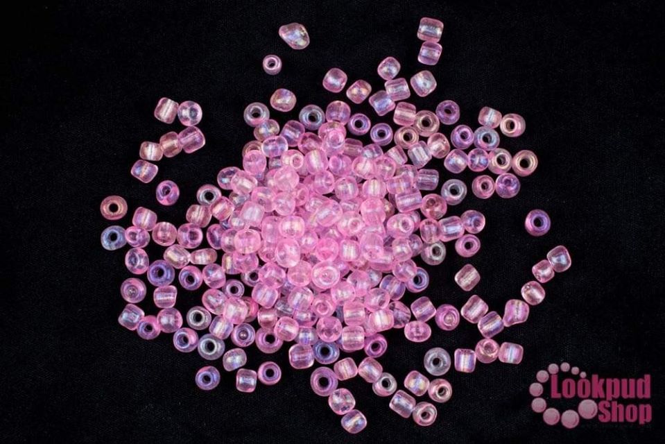 ลูกปัดจีน กลม สีชมพูเหลือบรุ้ง 4มิล #L (1ถุง/450กรัม)