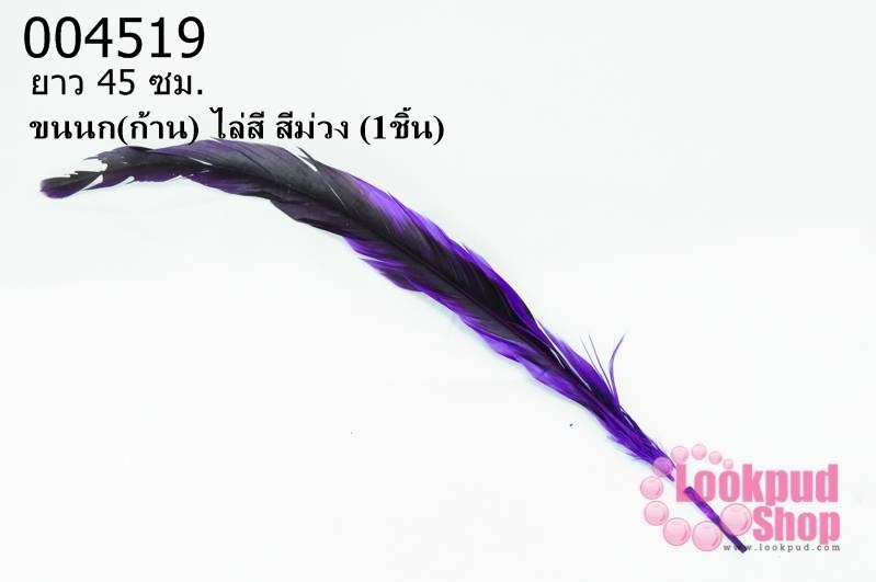 ขนนก(ก้าน) ไล่สี สีม่วง ยาว 45 ซม. (1ชิ้น)