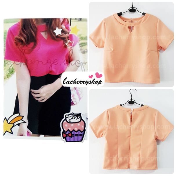 เสื้อแฟชั่นสีแอพริคอต ผ้าฮานาโกะ ทรงสวย แบบน่ารักๆ เนื้อผ้านิ่ม อยู่ทรงไม่ยับง่าย ใส่สบาย สินค้าคุณภาพ ราคาไม่แพง