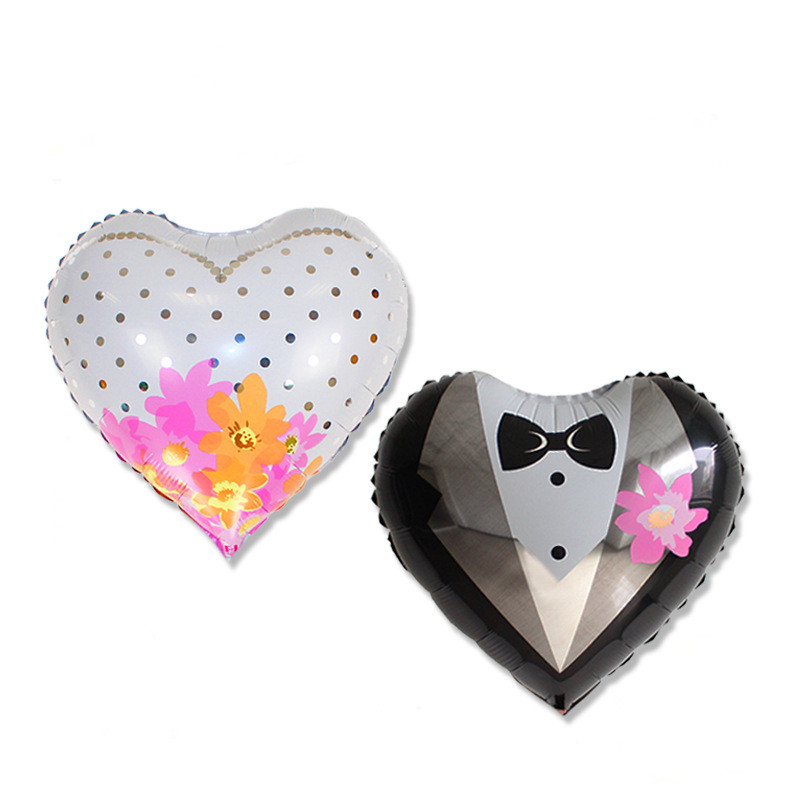 ลูกโป่งฟลอย์รูปชุดสูท เจ้าบ่าว ทรงหัวใจ ไซส์ 18 นิ้ว - A Groom's Suit Foil Balloon / Item No. TL-E064