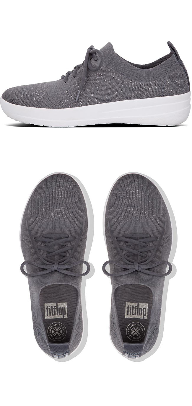Fitflop F-Sporty Uberknit Sneaker Charcoal / Metallic Pewter ของแท้ นำเข้าจาก USA และ UK