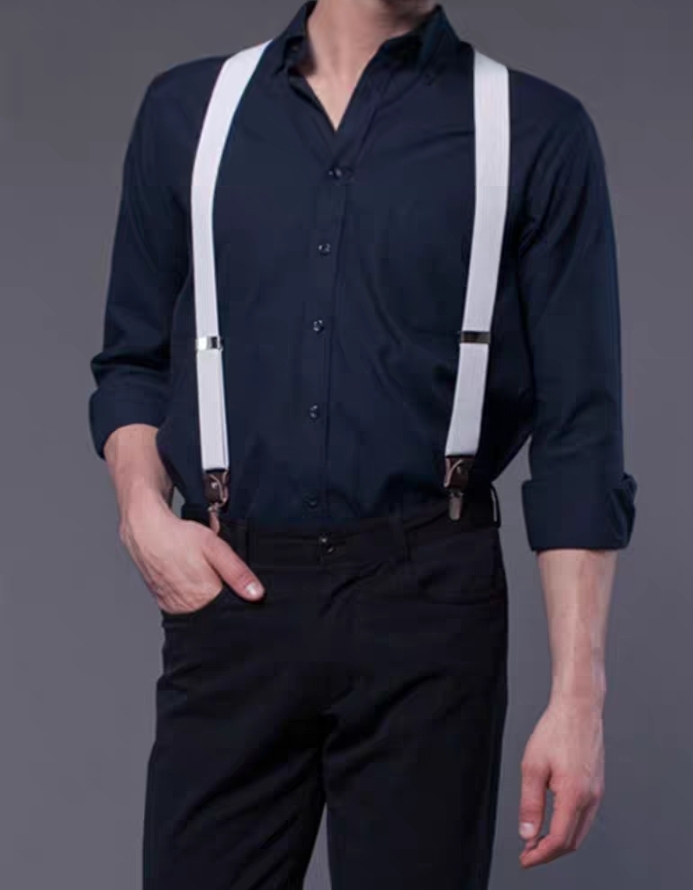 สายรัดกางเกงเอี๊ยม มาตรฐาน 4จุด หูคู่ ไม่เป็นสนิม แบบ Y กว้าง 3.5cm แบหูคู่ หนังแท้ สี น้ำเงิน น้ำตาล น้ำตาลแดง แดง ขาว เนื้อ ดำ เทา