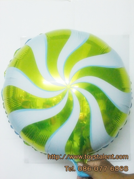 ลูกโป่งฟลอย์ทรงกลม ลายลูกกวาด มีหลายสีกรุณาระบุ ไซส์ 18 นิ้ว - Candy Round Shape Foil Balloon / Item No. TL-G022