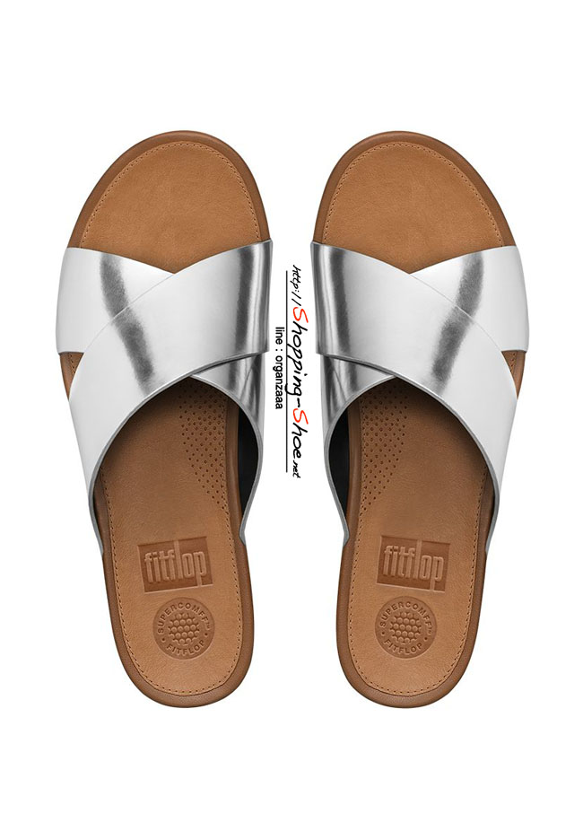 Fitflop AIX Leather Slide Silver ของแท้ นำเข้าจาก USA และ UK