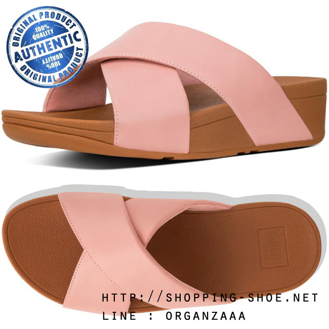 Fitflop Lulu Leather Cross Slide Dusky Pink ของแท้ นำเข้าจาก USA และ UK
