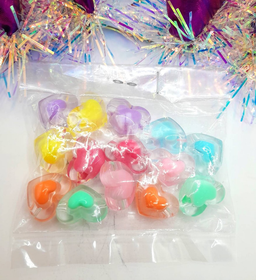 ลูกปัดแฟนซี หัวใจ คละสี แบบที่ 2 แพค 20฿