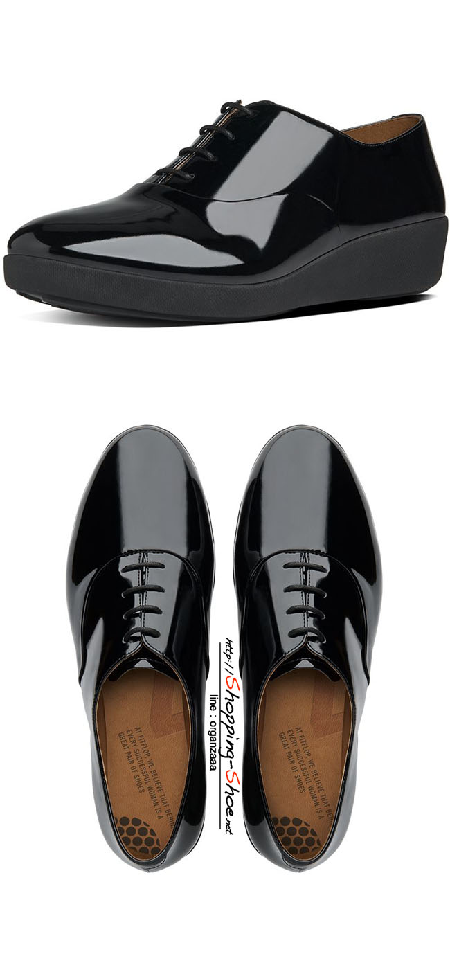 Fitflop F-Pop Oxford Patent All Black ของแท้ นำเข้าจาก USA และ UK