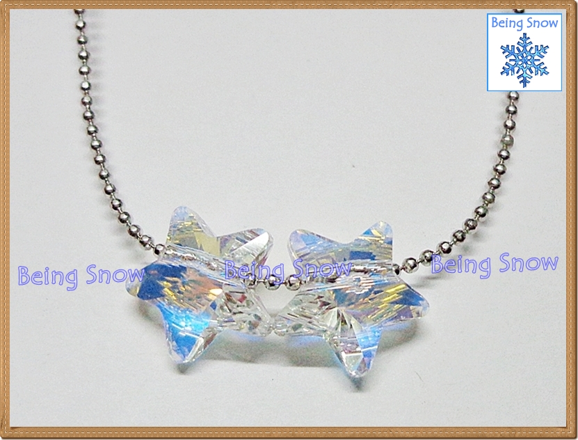 สร้อยคอคริสตัลดาวคู่ สีขาวรุ้ง