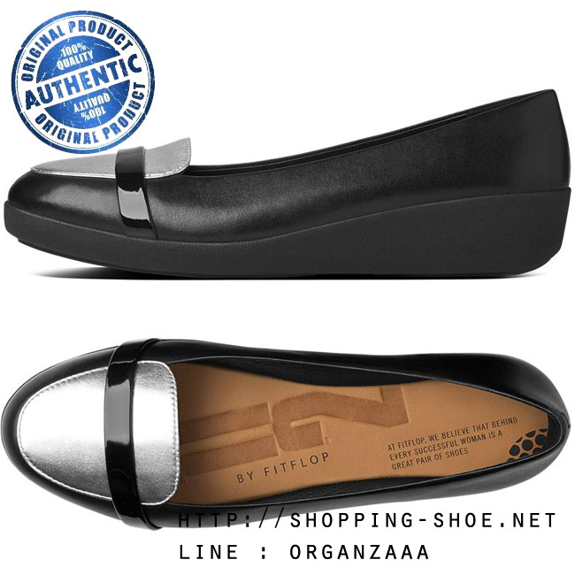 Fitflop F-Pop Loafer Leather Black / Silver ของแท้ นำเข้าจาก USA และ UK