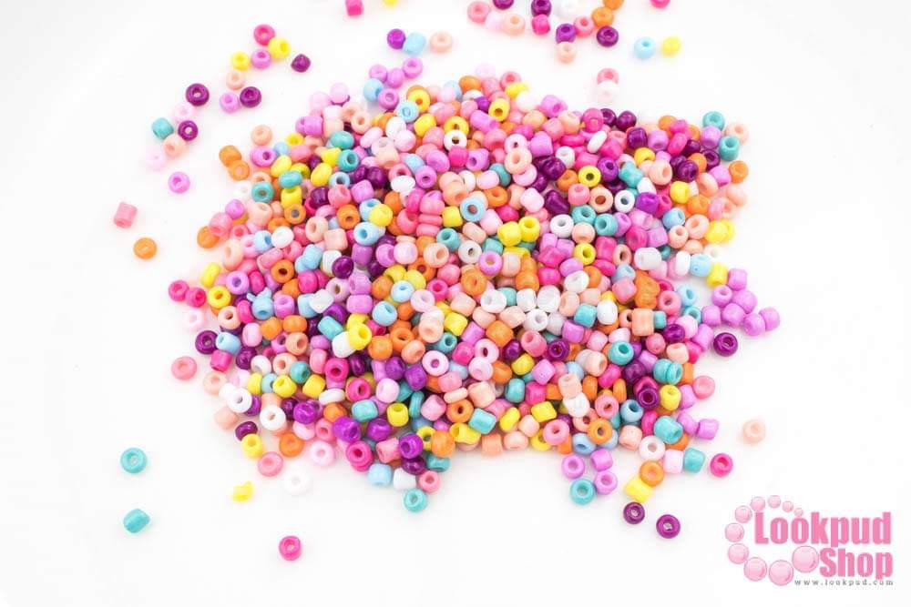 ลูกปัดจีน กลม คละสีหวาน 2มิล #S (1ถุง/440กรัม)